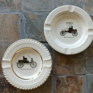 MidCentury CIGAR Ashtrays feature 1898 Winston & 1899 Packard ANTIQUE Cars